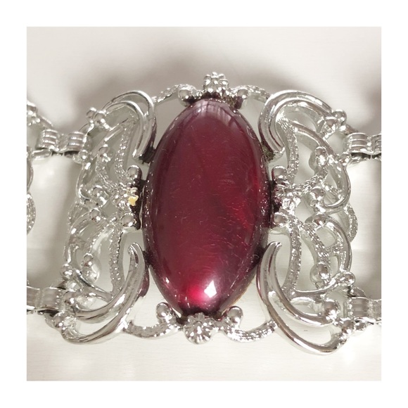 Vintage SARAH COVENTRY Silver Tone Filigree Link Bracelet w/ Multi-color Lucite - Picture 9 of 16